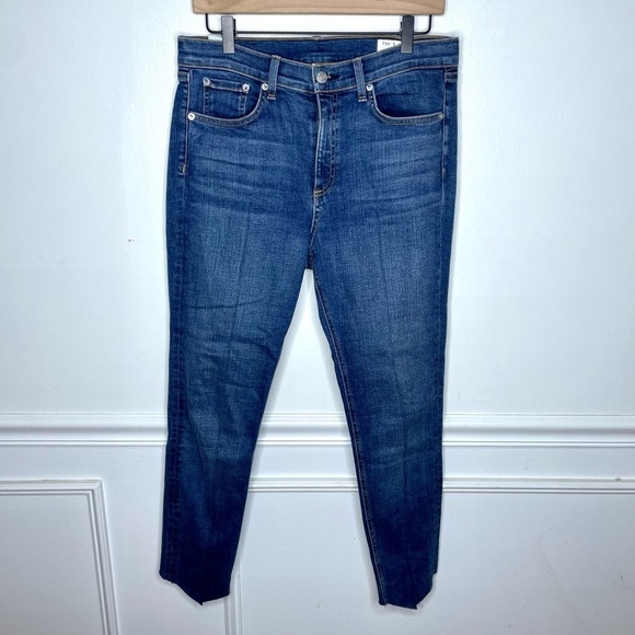 Rag & Bone High Rise Skinny Pintuck Diagonal Hem Jean Womens 29 - Picture 2 of 13